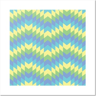 Yellow, Aqua, Purple, Green Chevron Posters and Art